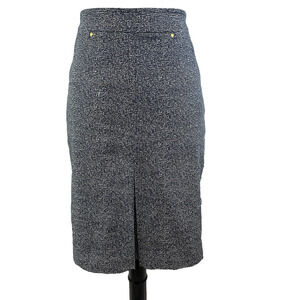 Jones New York Collection Skirt size 2 Navy Blue Check Straight Knee Kick Pleat